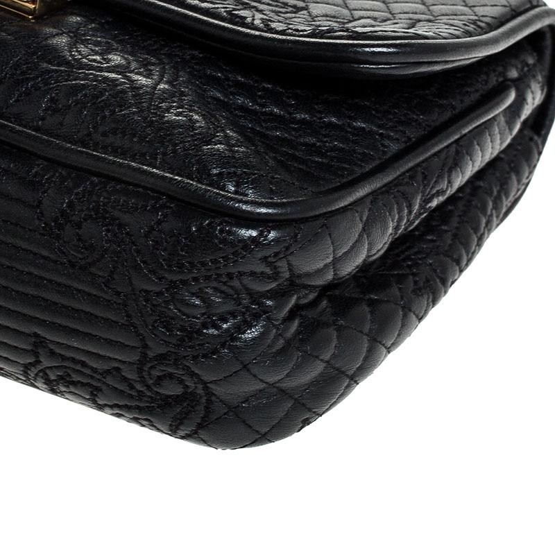 Versace Black Leather Chain Flap Shoulder Bag 7