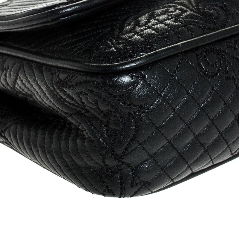 Versace Black Leather Chain Flap Shoulder Bag 8
