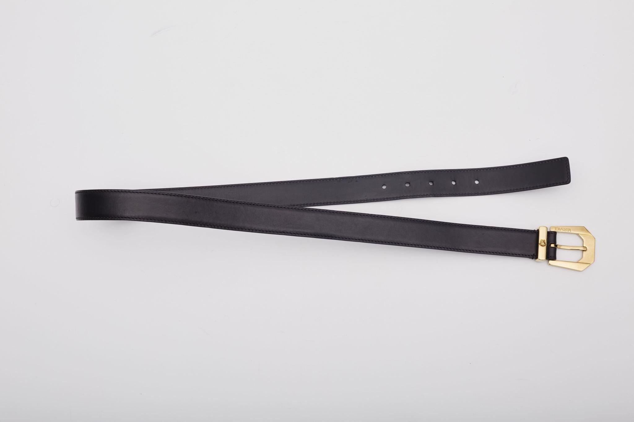 Noir Versace Classic Leather Classic Medusa Belt (95/38)