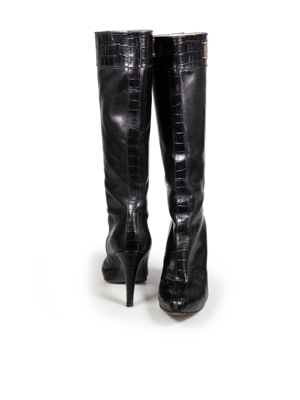 Botas de piel negra con estampado de cocodrilo Versace Talla IT 40 Negro en venta