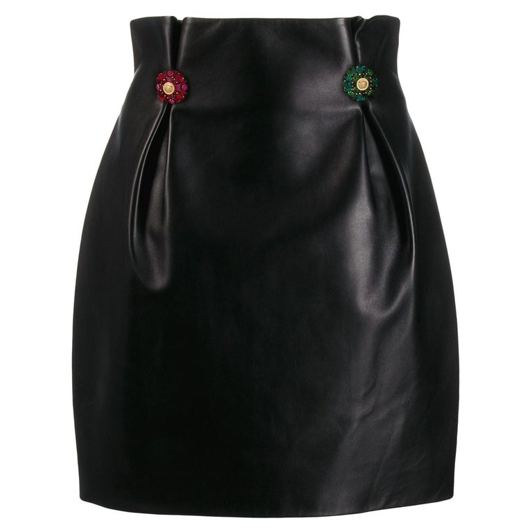 Embellished ruched miniskirt in black - Versace