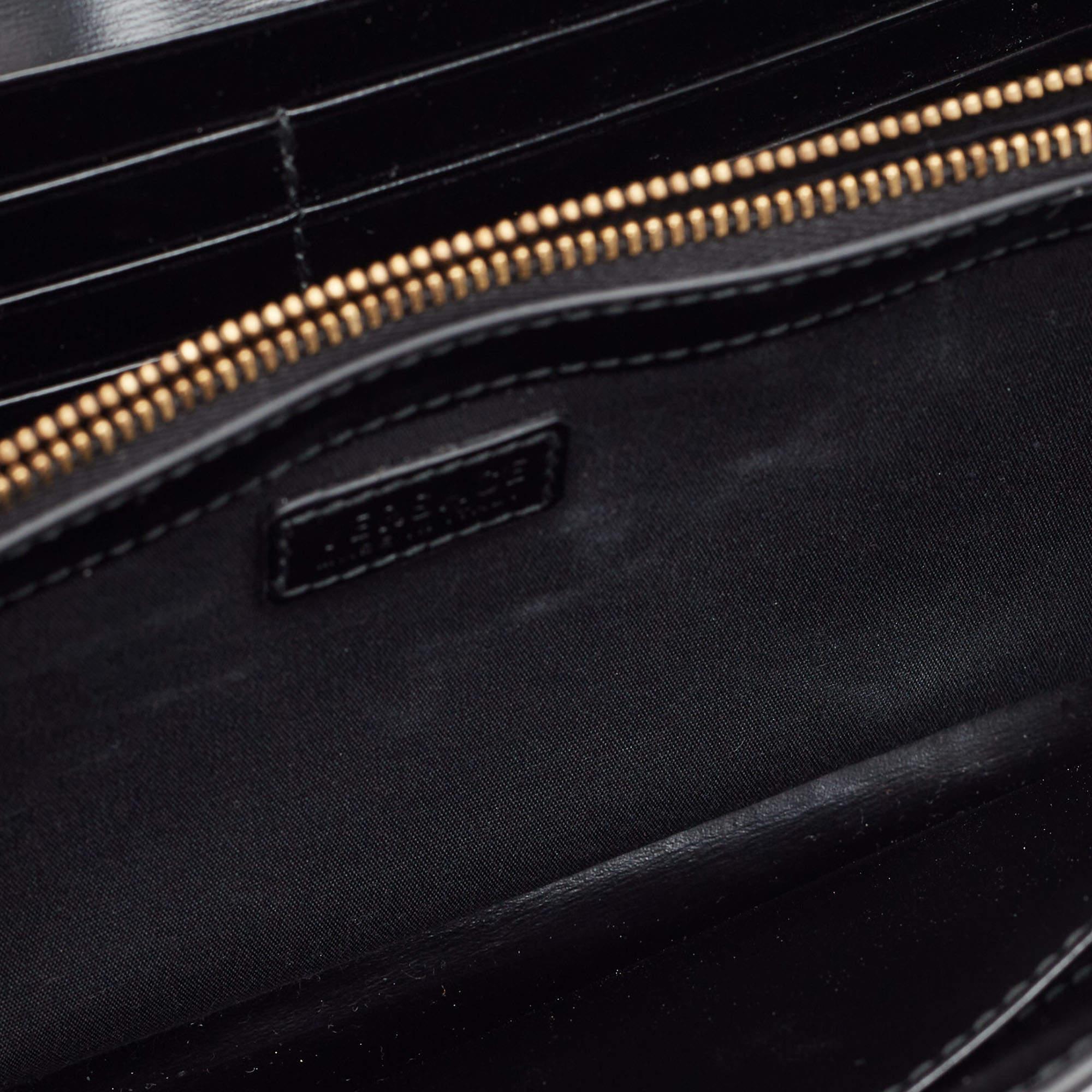 Versace Black Leather Crystals La Medusa Chain Clutch For Sale 2