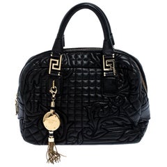 Versace Black Leather Demetra Vanitas Satchel