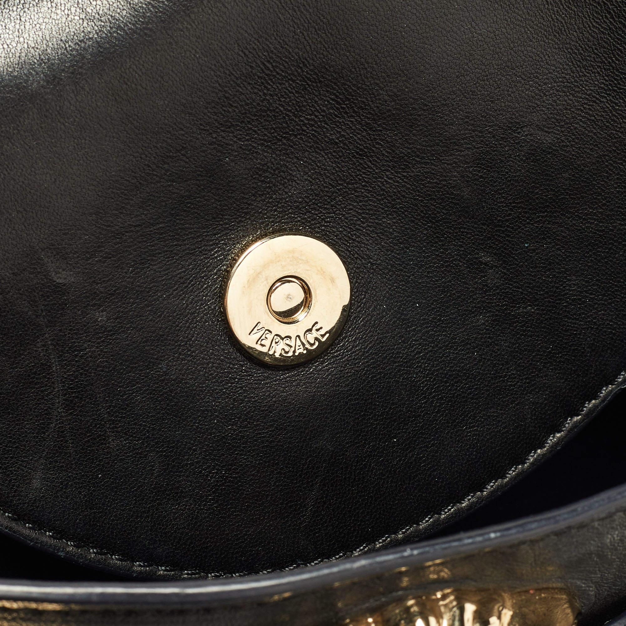 Versace Black Leather Donna Palazzo Shoulder Bag 10