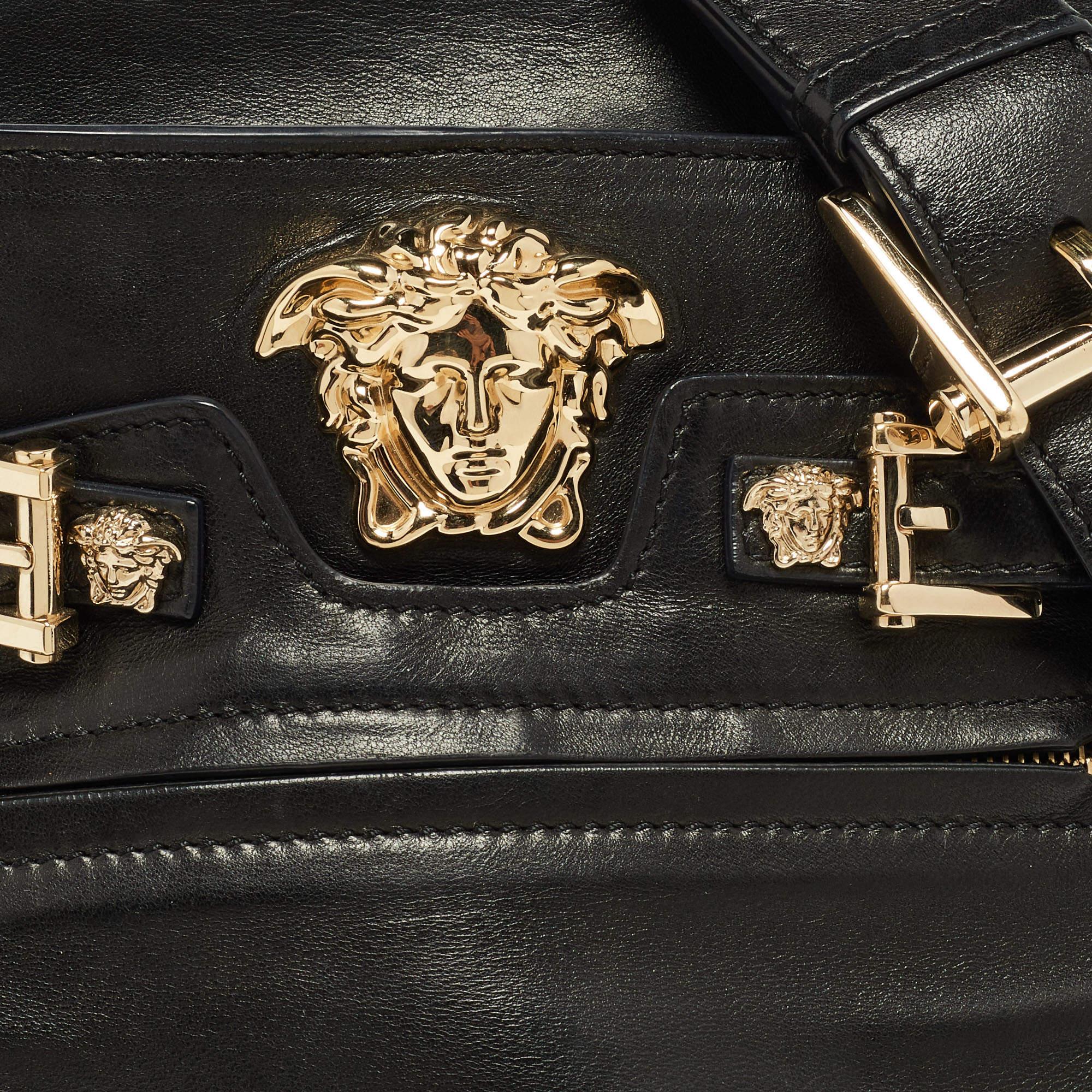 Versace Black Leather Donna Palazzo Shoulder Bag 12
