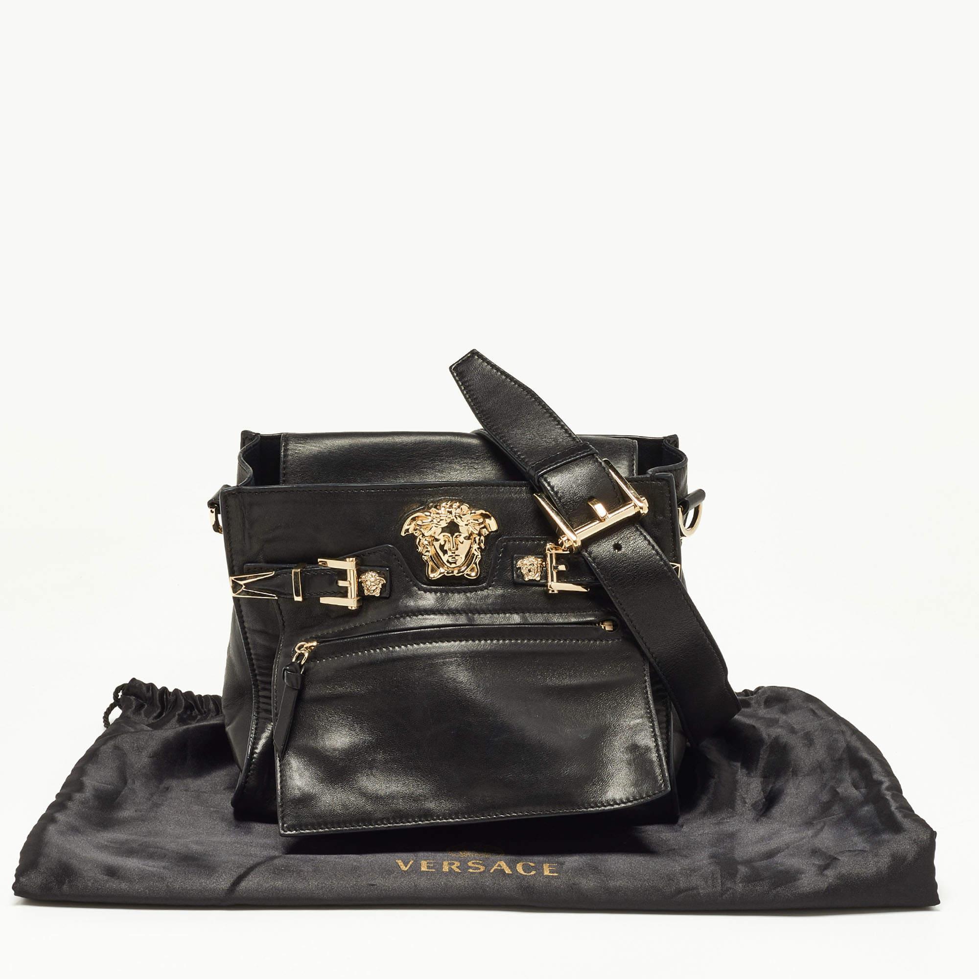 Versace Black Leather Donna Palazzo Shoulder Bag 15