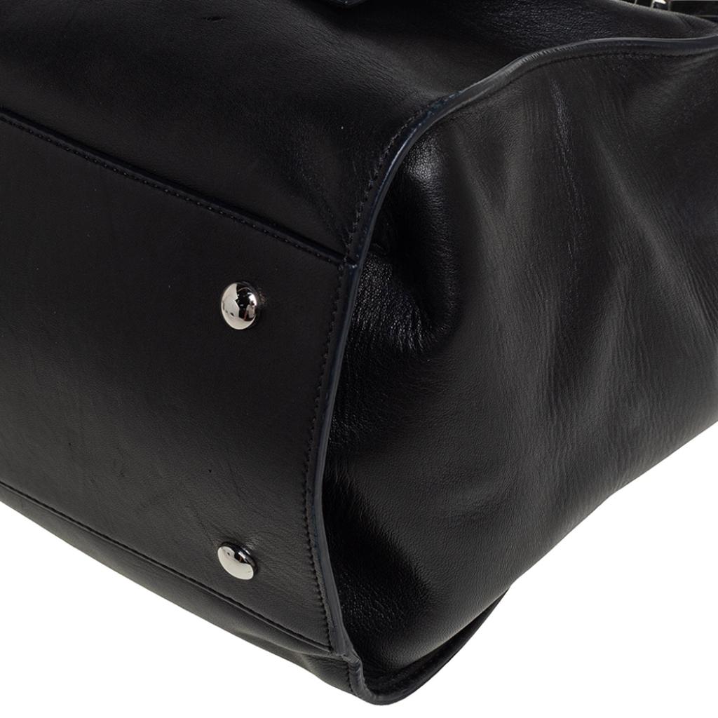 Versace Black Leather Donna Palazzo Top Handle Bag 5