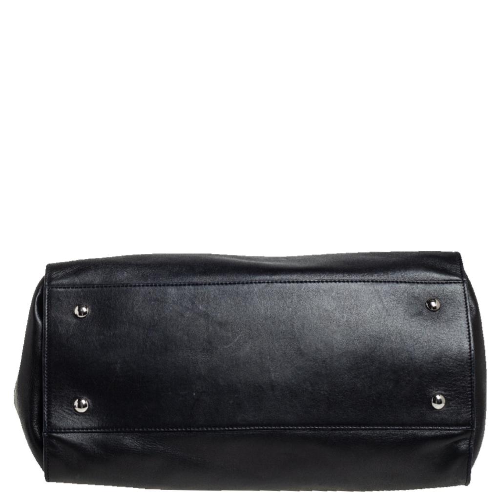 Women's Versace Black Leather Donna Palazzo Top Handle Bag