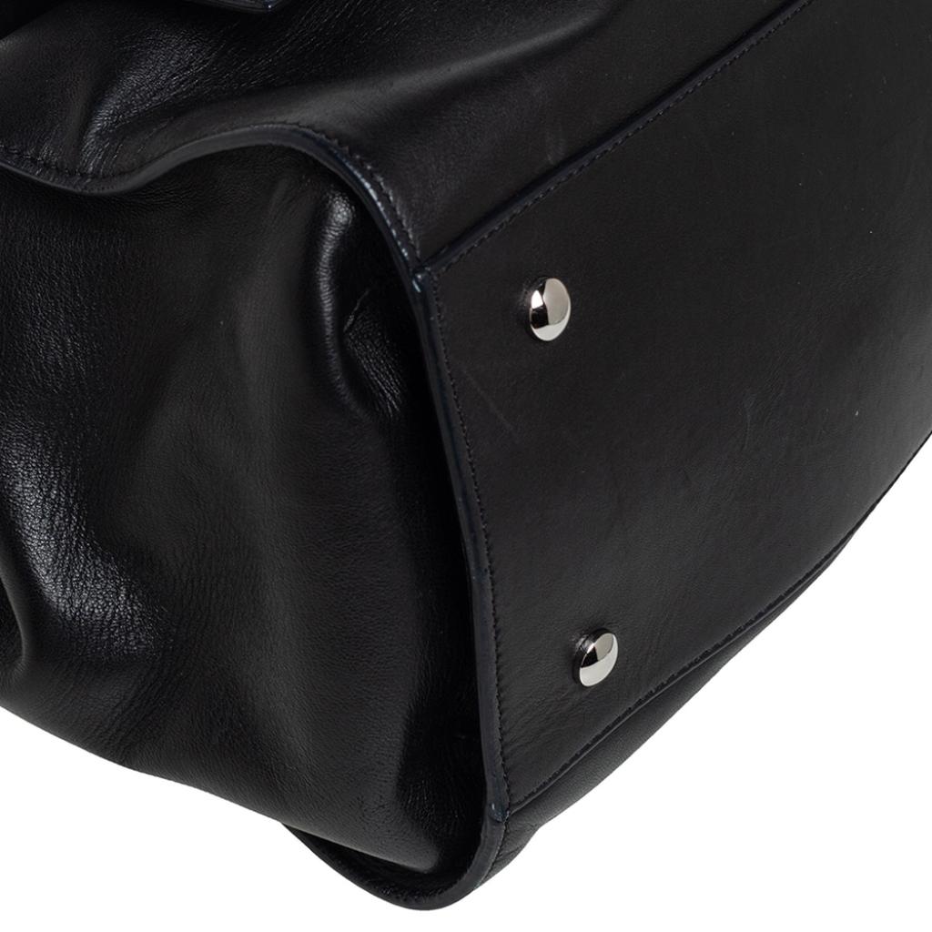 Versace Black Leather Donna Palazzo Top Handle Bag 2