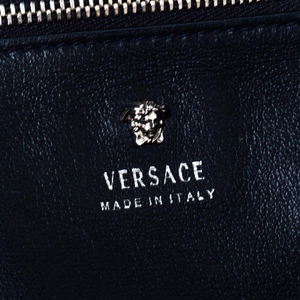 Versace Black Leather Donna Palazzo Top Handle Bag 4