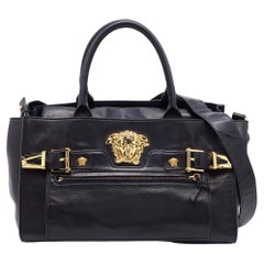 Versace Black Leather Donna Palazzo Tote