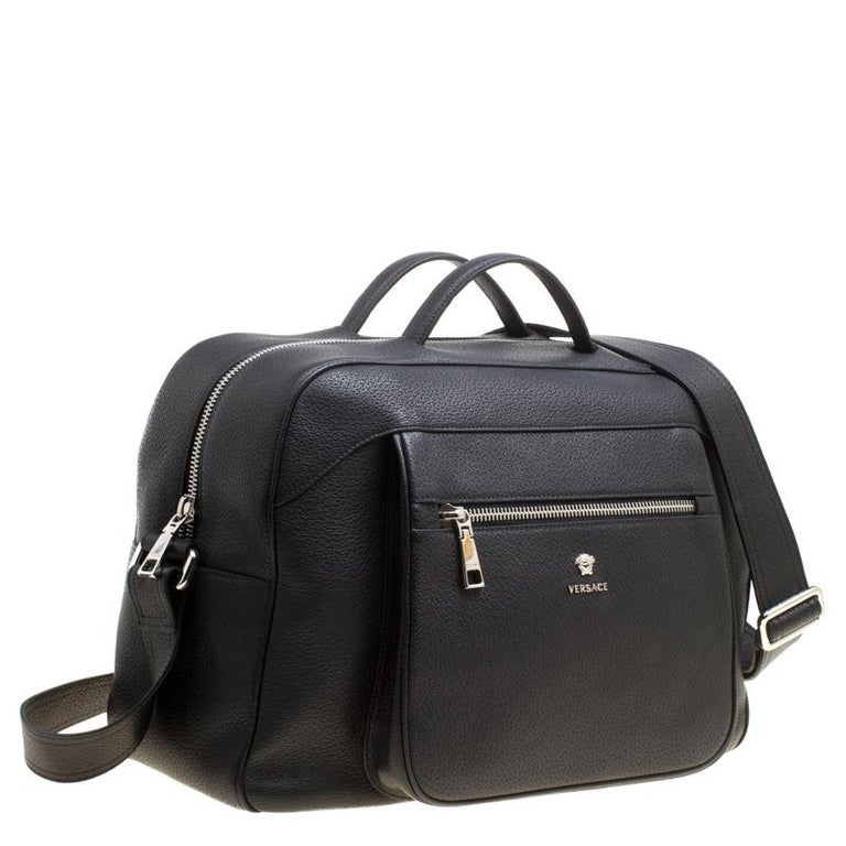 Versace Black Leather Duffle Bag For Sale at 1stdibs