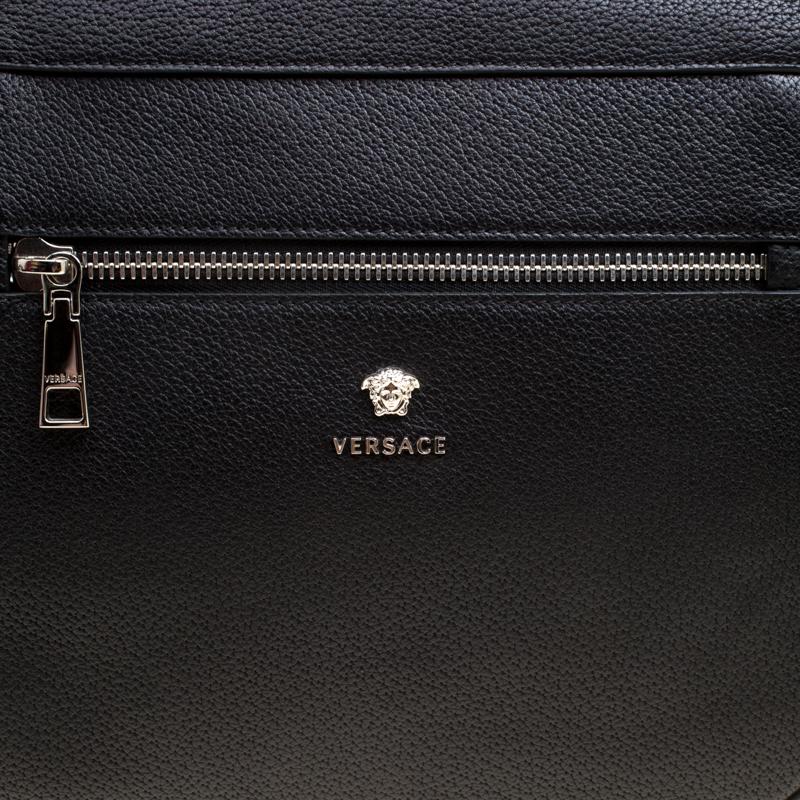 Men's Versace Black Leather Duffle Bag