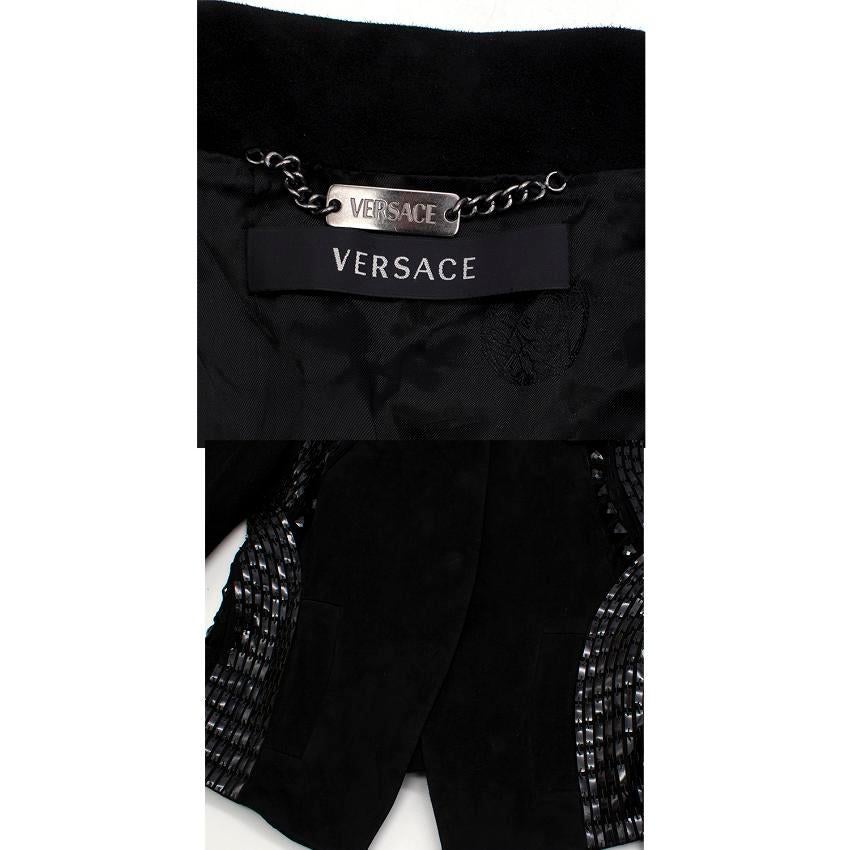 Versace Black Leather Embellished Jacket US 0-2 For Sale 6