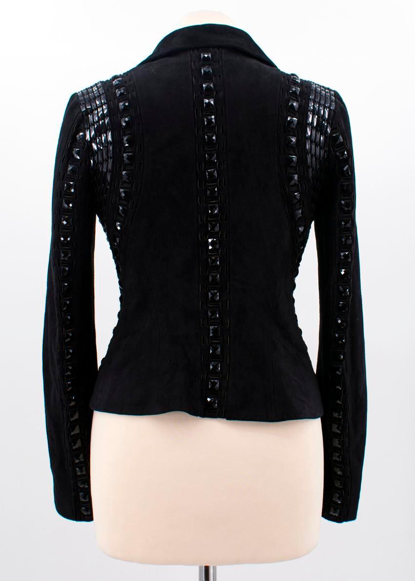 Versace Black Leather Embellished Jacket US 0-2 In Excellent Condition For Sale In London, GB