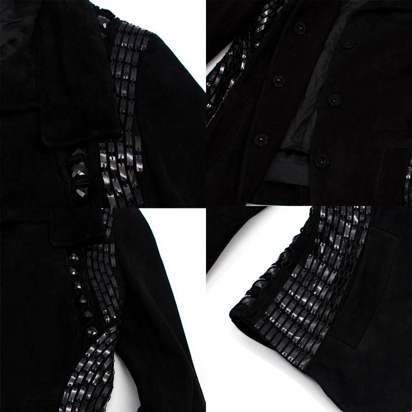 Versace Black Leather Embellished Jacket US 0-2 For Sale 1