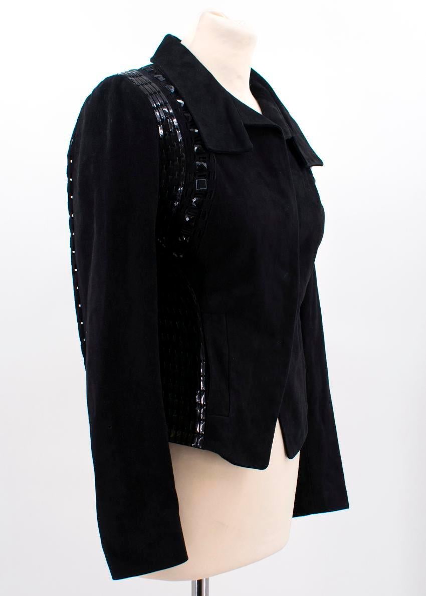 Versace Black Leather Embellished Jacket US 0-2 For Sale 3