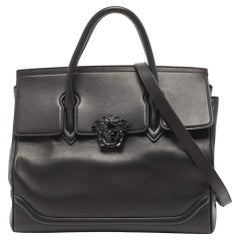 Versace Black Leather Empire Palazzo Tote