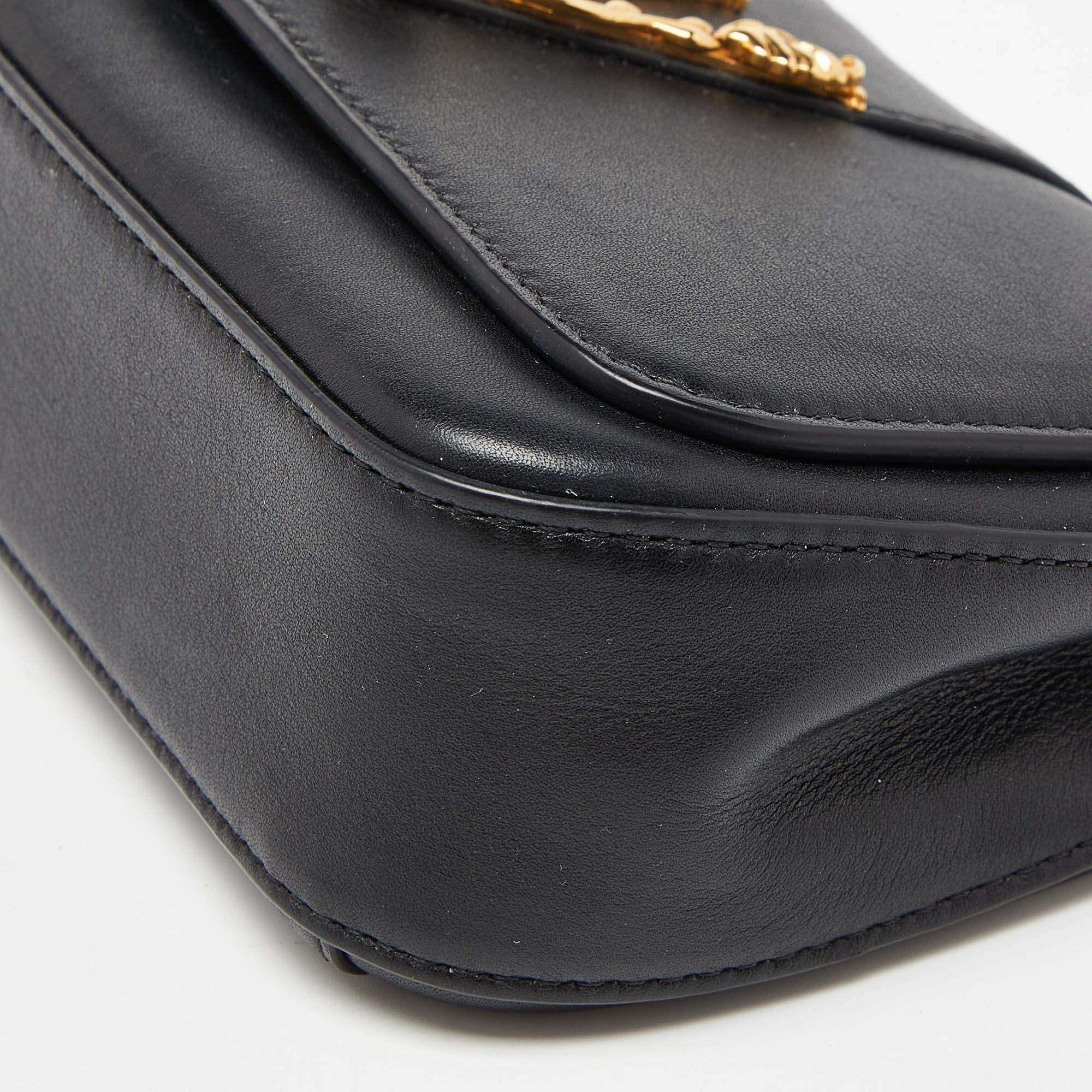 Women's Versace Black Leather Flap Chain Clutch