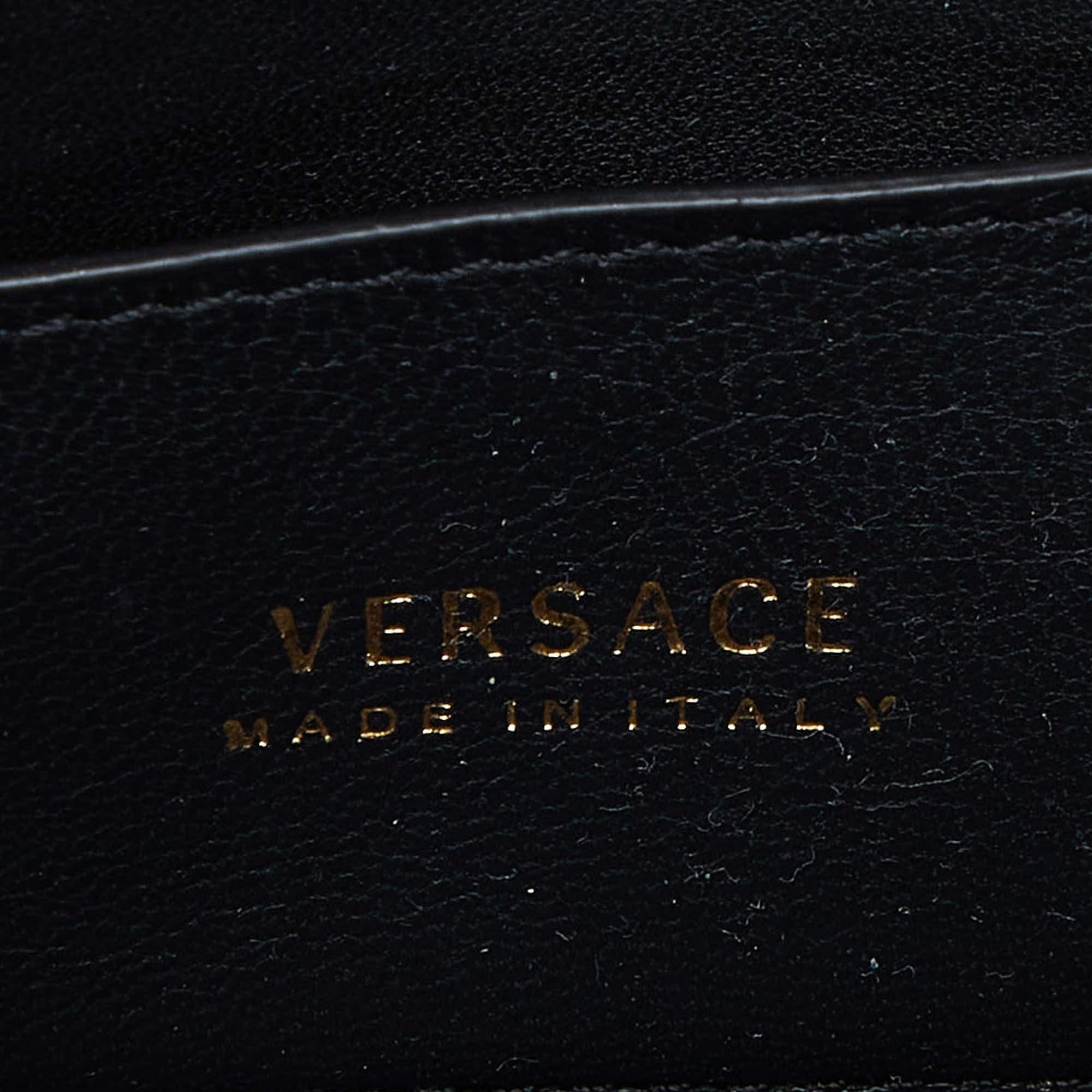 Versace Black Leather Flap Chain Clutch 2