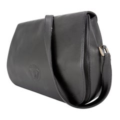 Versace Black Leather Flap Shoulder Crossbody Bag with Silver Hardware, 1997.