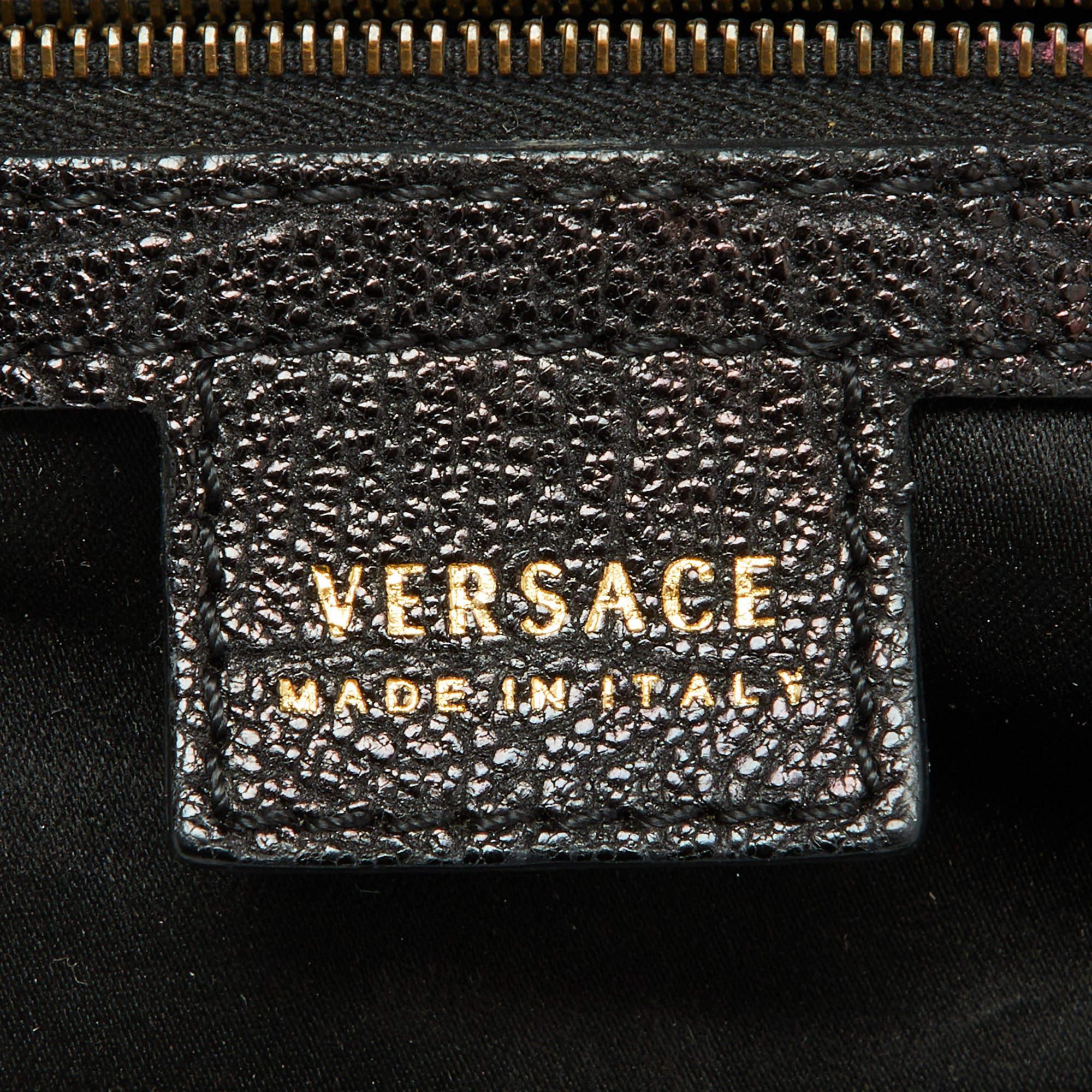 Versace Black Leather Frame Clutch For Sale 6