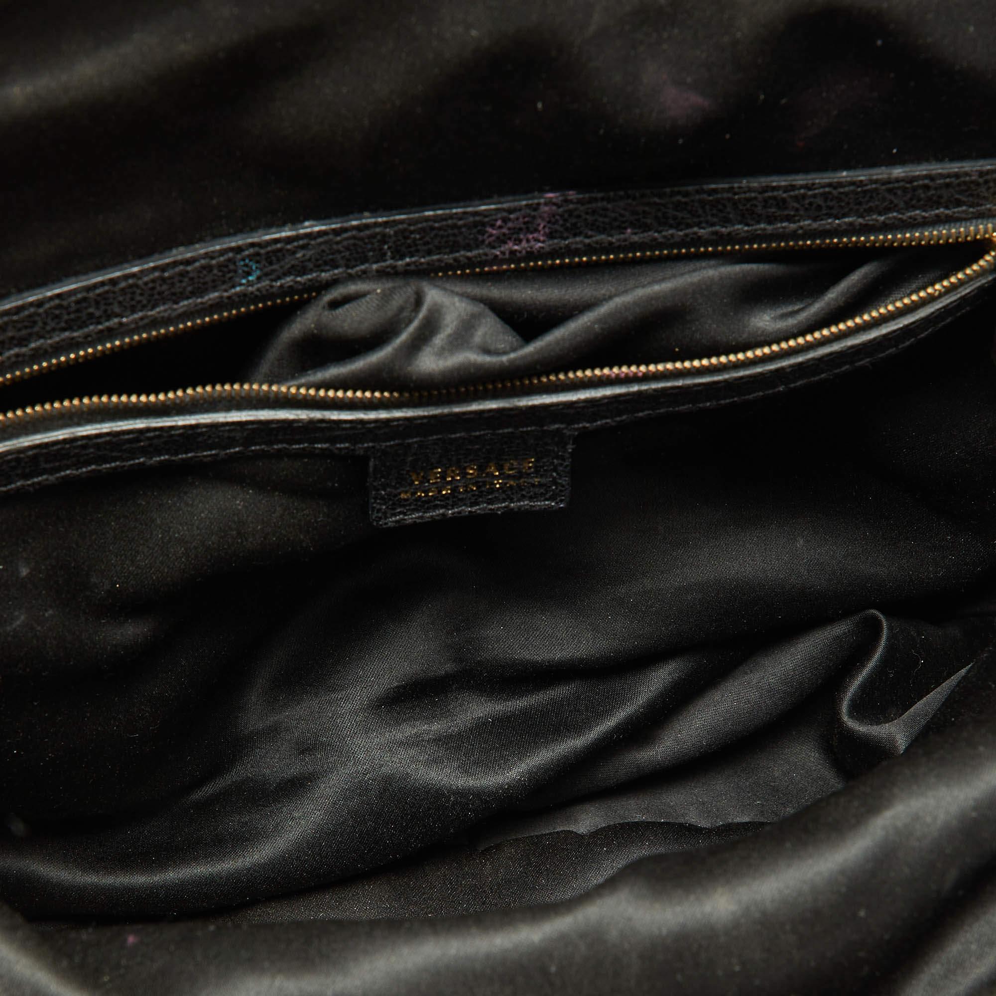 Women's Versace Black Leather Frame Clutch For Sale