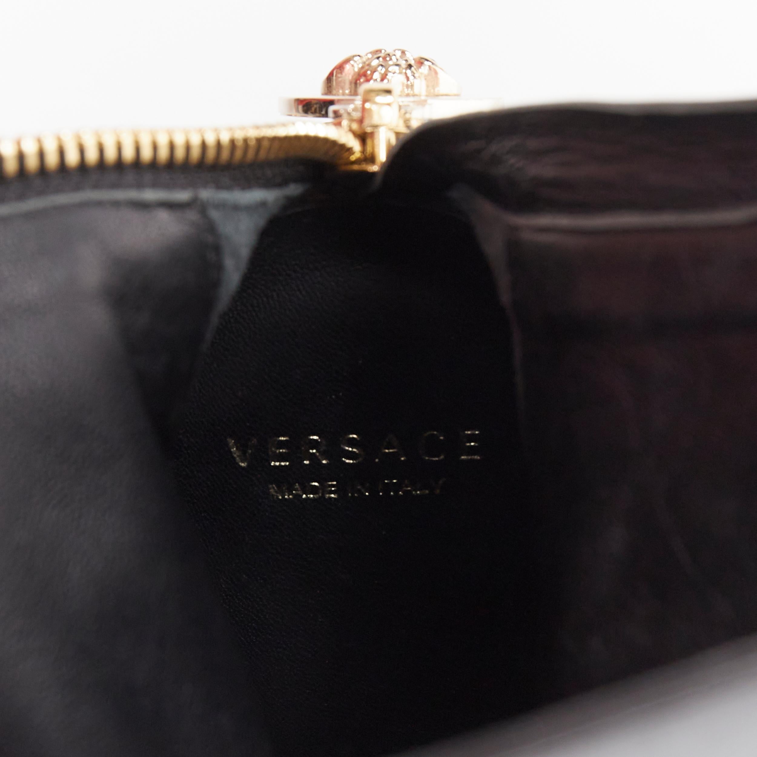 VERSACE piel negra dorada Medusa tacón cremallera trasera vaquero botín EU36.5 5