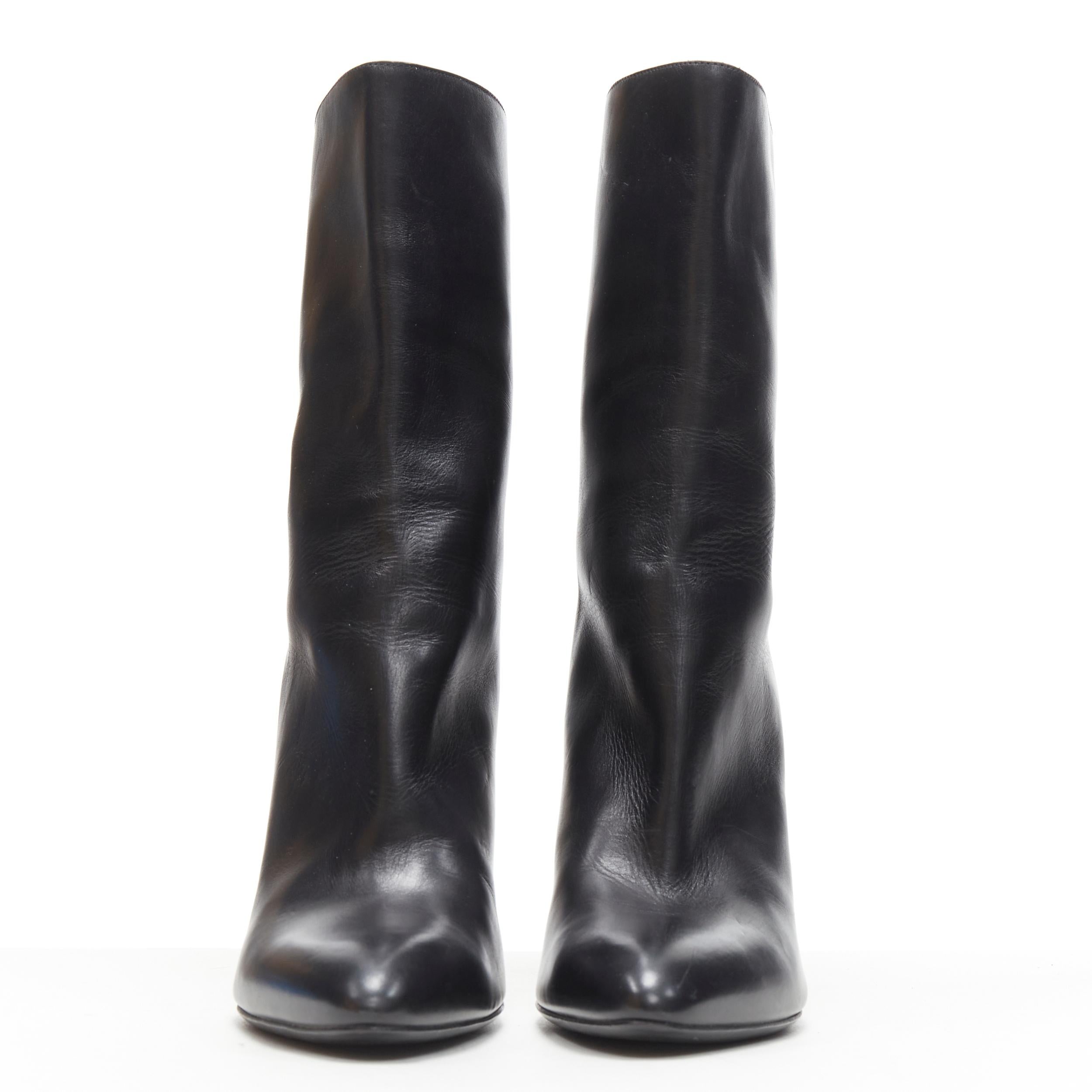 VERSACE piel negra dorada Medusa tacón cremallera trasera vaquero botín EU36.5 en Bueno Estado en Hong Kong, NT