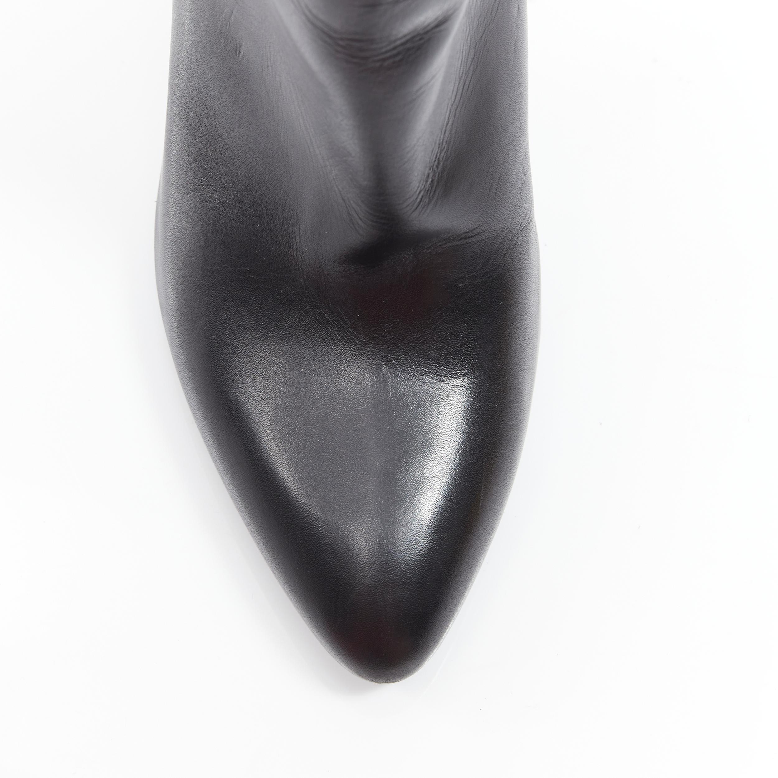 VERSACE piel negra dorada Medusa tacón cremallera trasera vaquero botín EU36.5 2