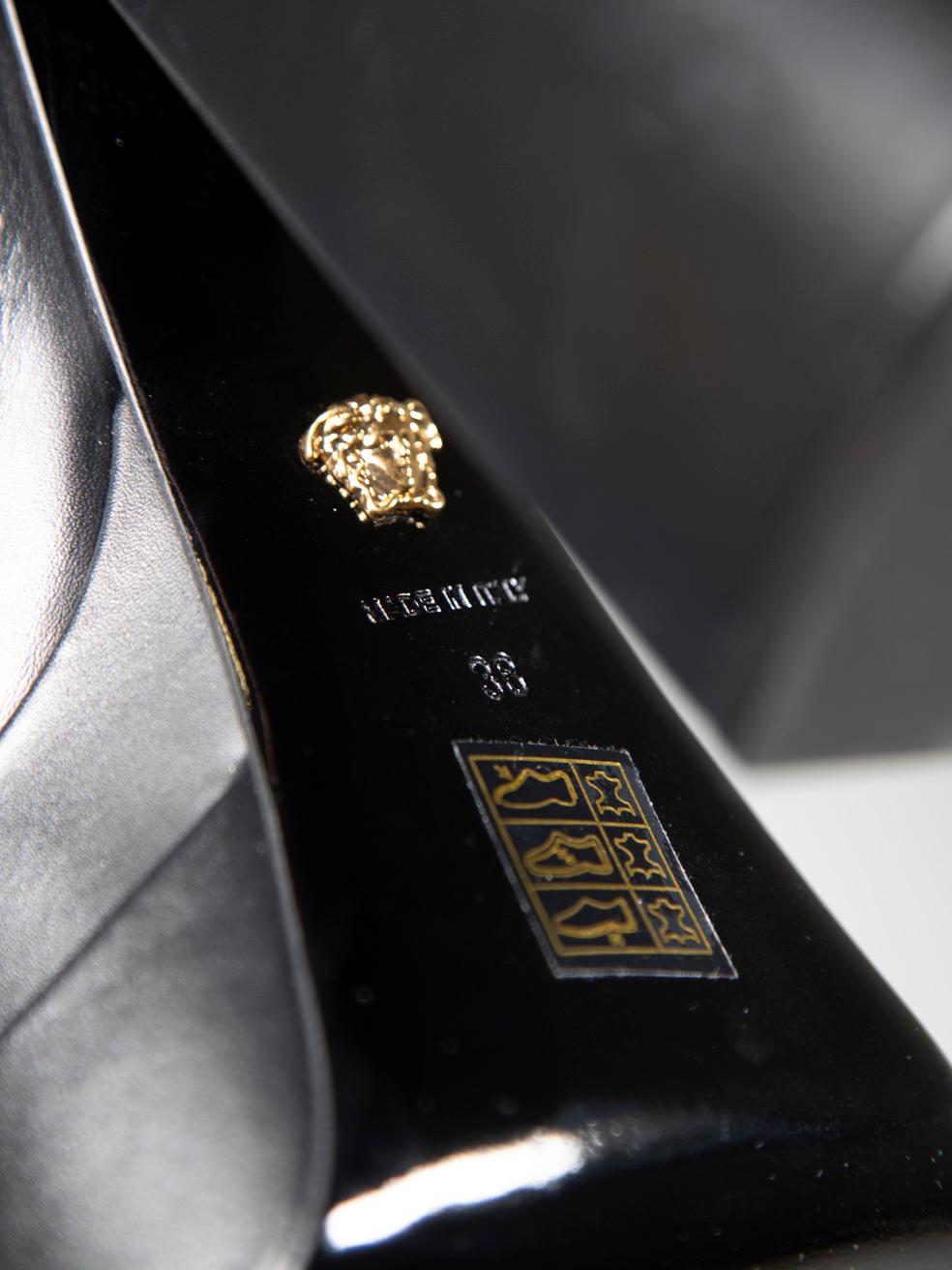 Versace Black Leather High Heel Mules Size IT 38 For Sale 2