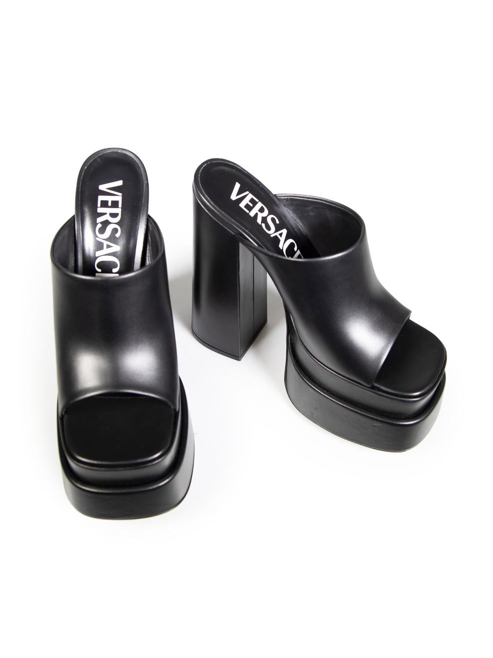 Versace Black Leather High Heel Mules Size IT 38 For Sale 3