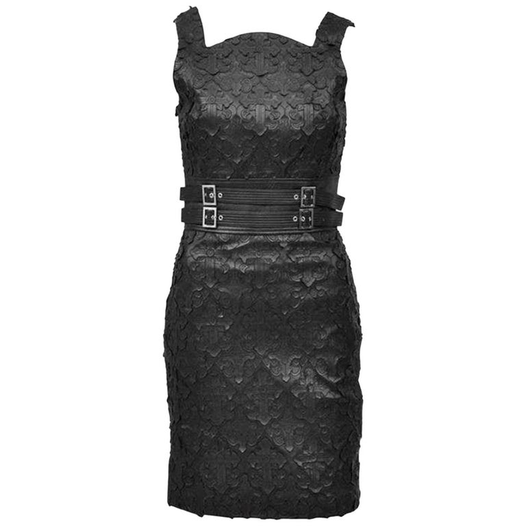 Versace Black Leather Kate Moss Mini Cocktail Dress with Cross Appliqués  Size 38 For Sale at 1stDibs | kate moss mini dress