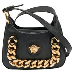 Versace Black Leather La Medusa Crossbody Bag