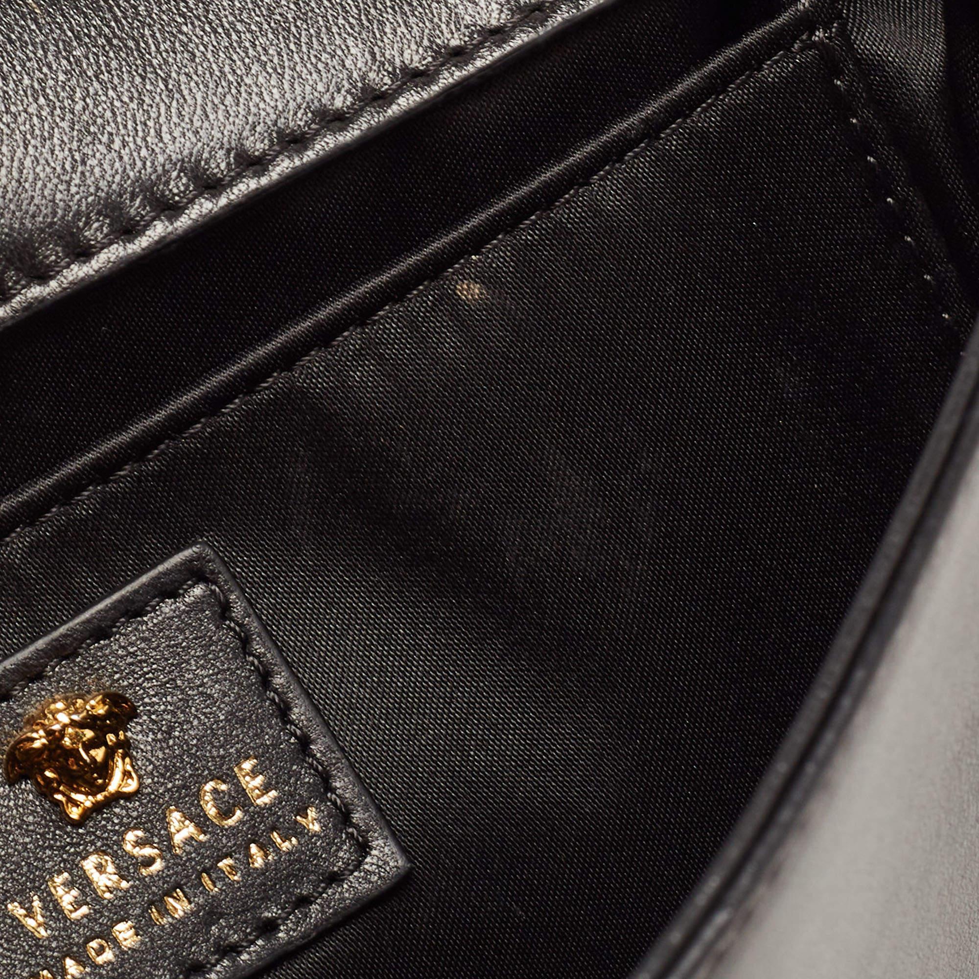 Versace Black Leather La Medusa Flap Chain Clutch 15