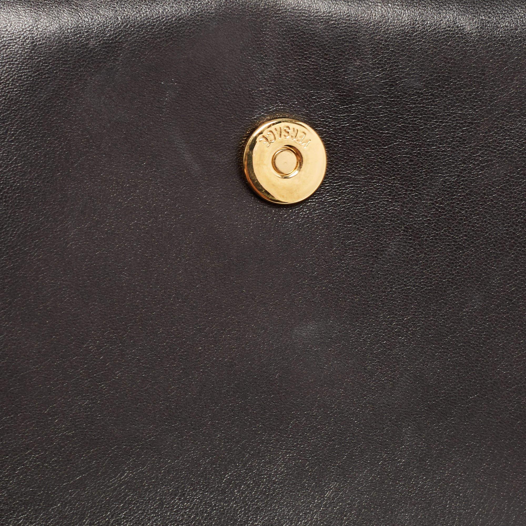 Versace Black Leather La Medusa Flap Chain Clutch 4