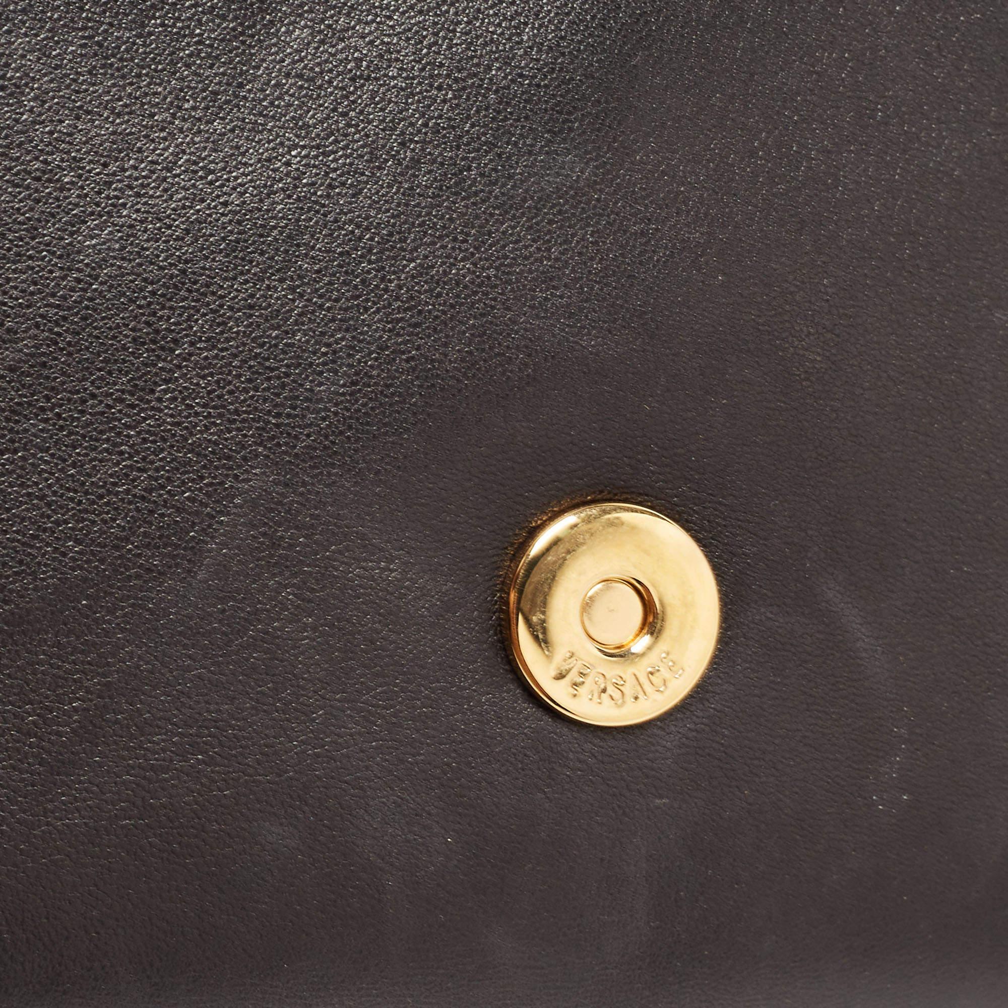 Versace Black Leather La Medusa Flap Chain Clutch 5