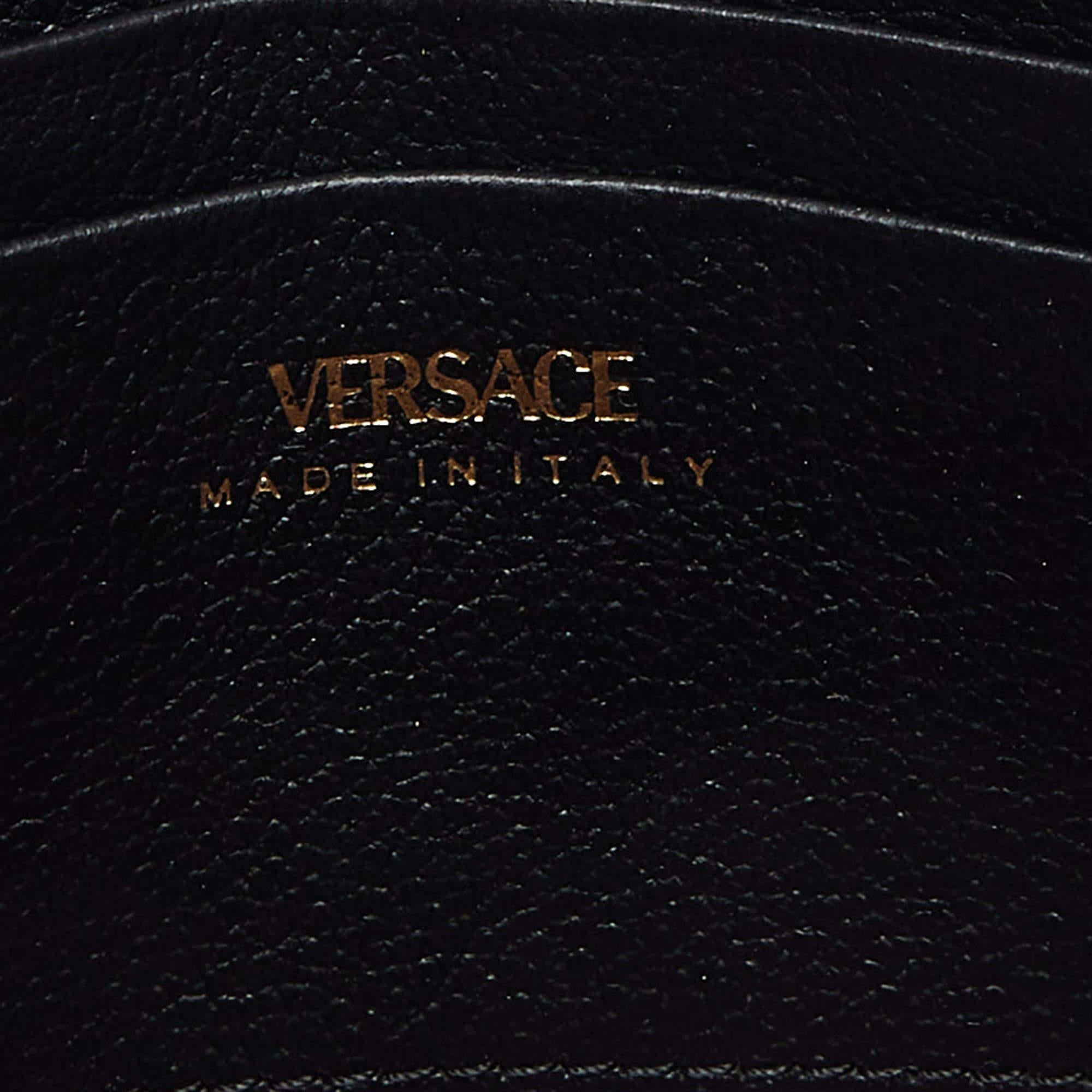 Versace Black Leather La Medusa Wristlet Clutch 6