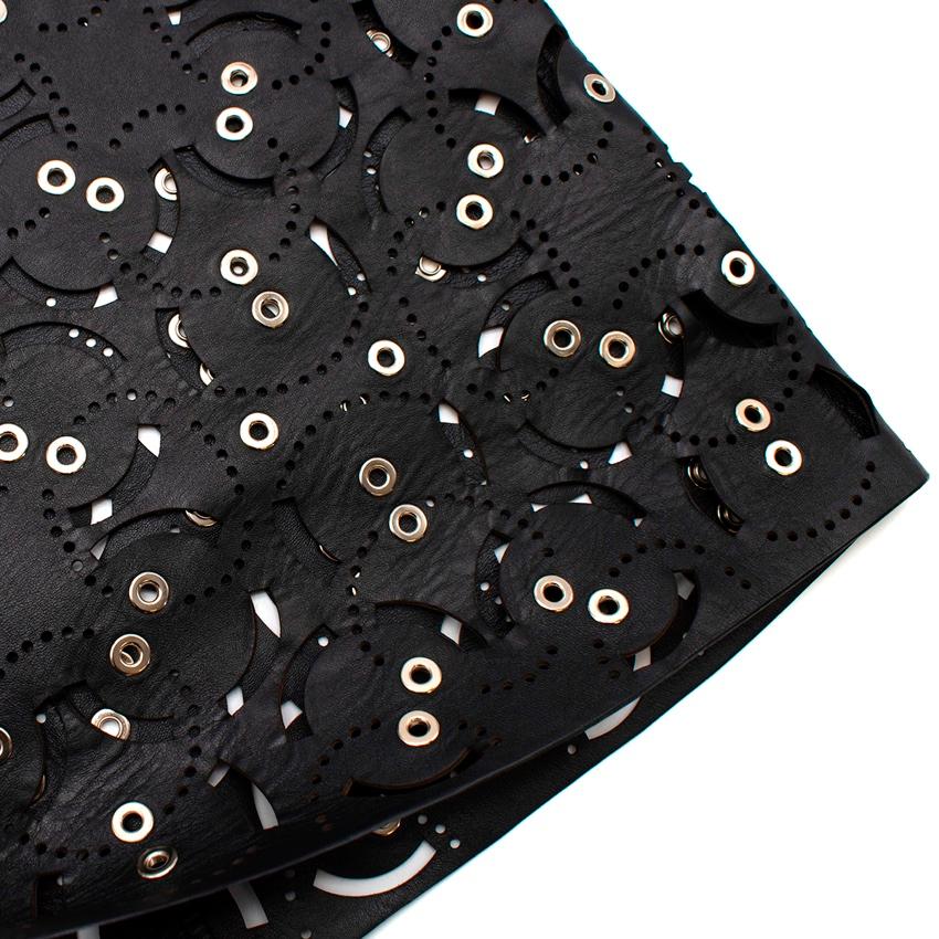 Versace Black Leather Laser-Cut Eyelet Embellished Dress For Sale 2