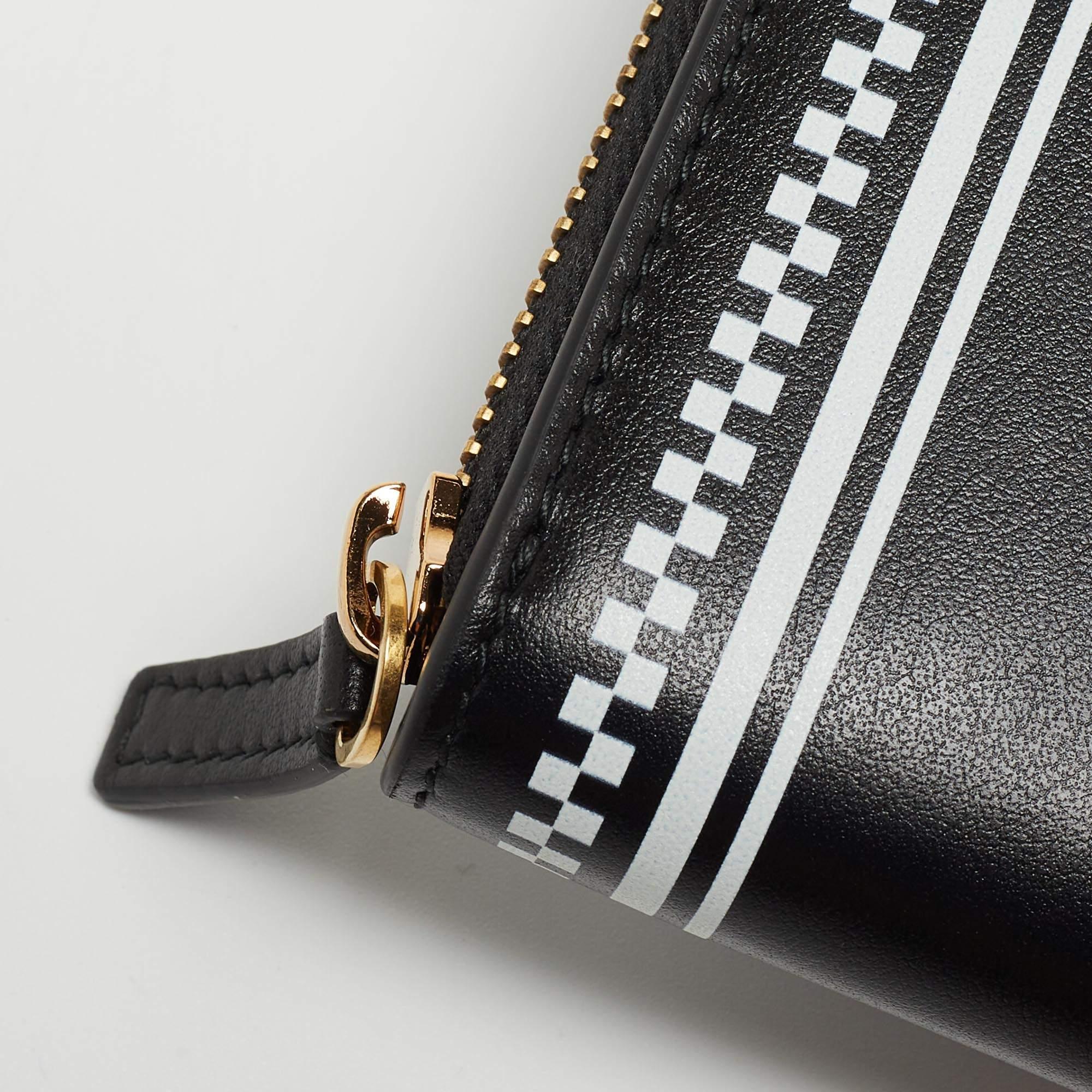 Versace Black Leather Logo Zip Around Continental Wallet 10