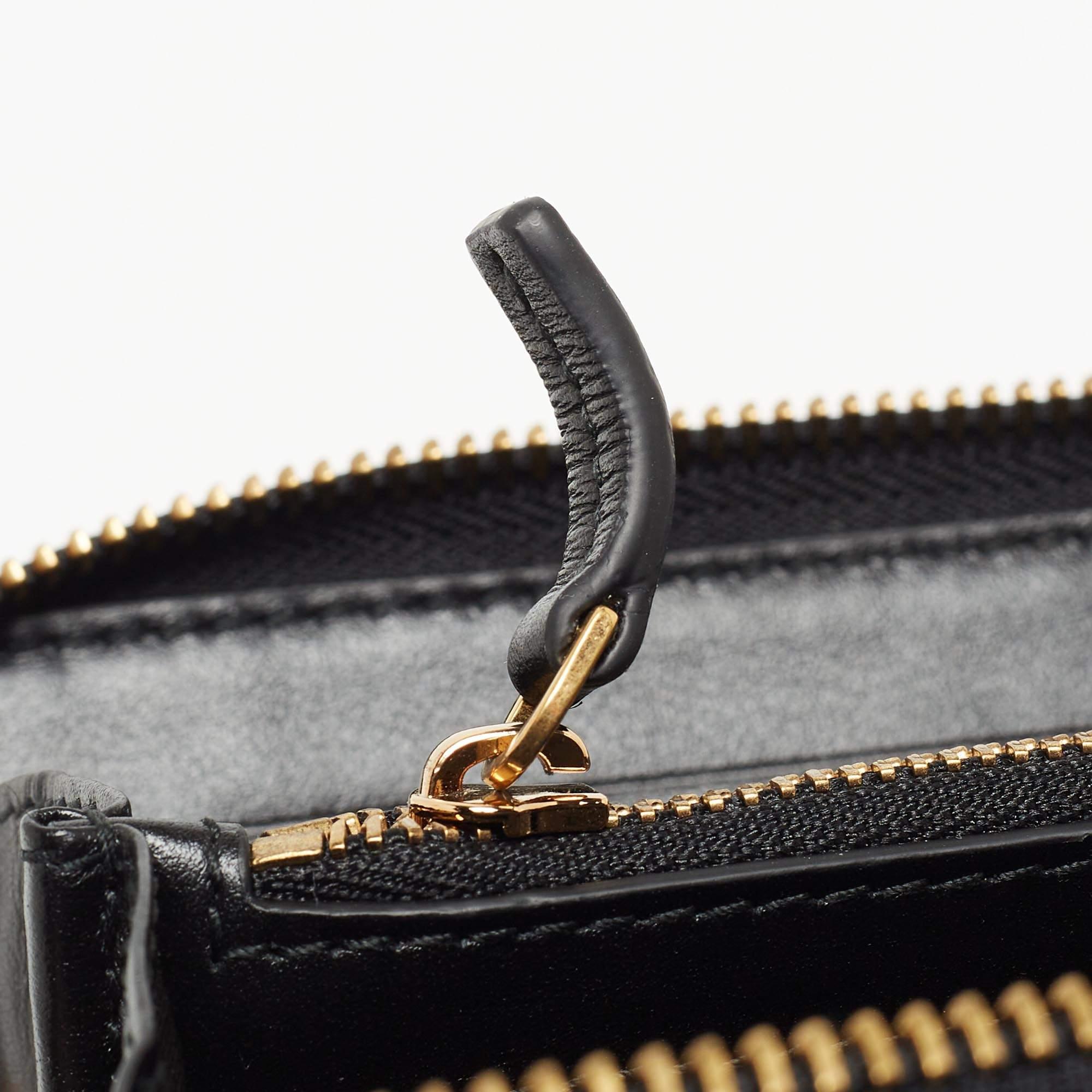 Versace Black Leather Logo Zip Around Continental Wallet 2
