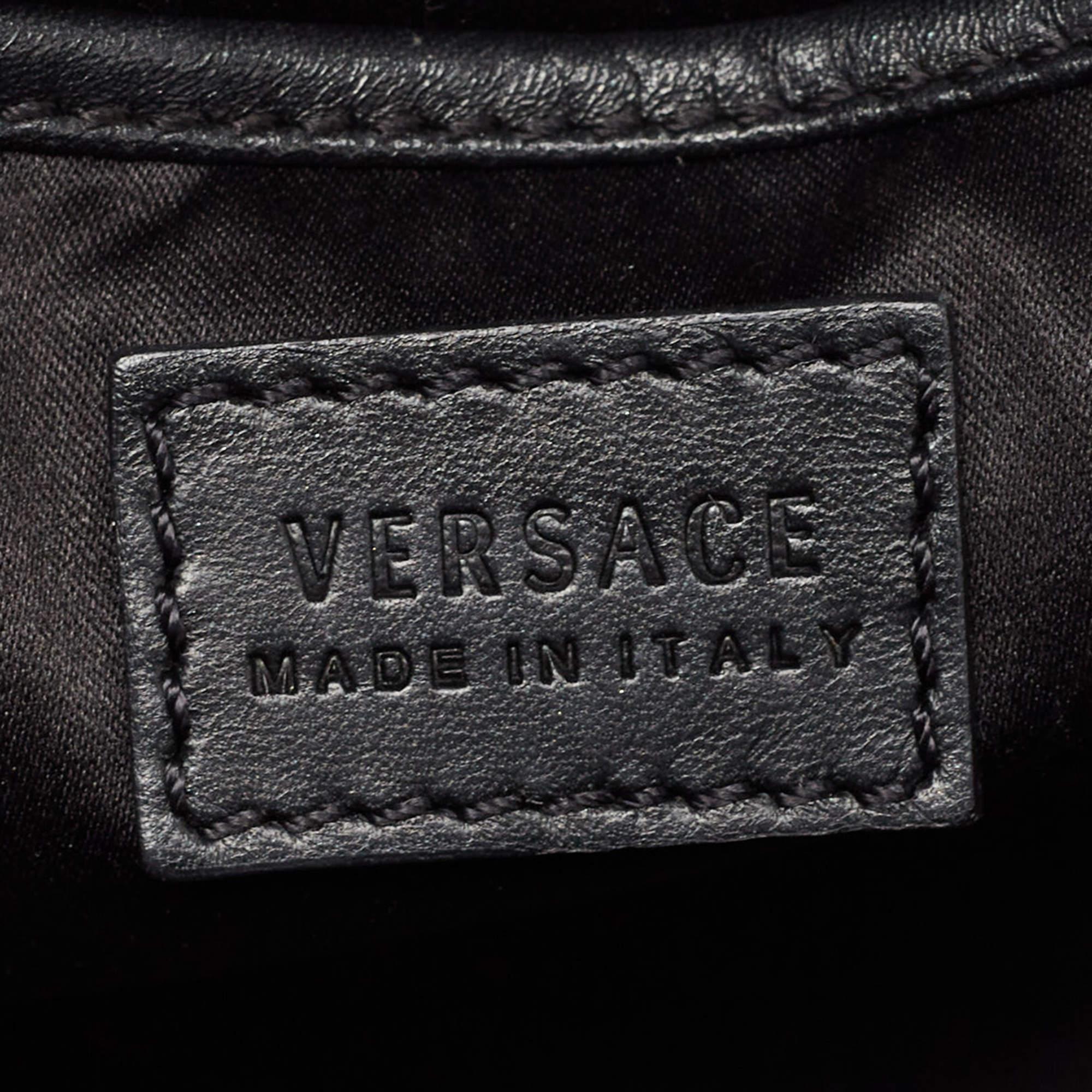 Versace Black Leather Medium Medusa Medallion Tote 9