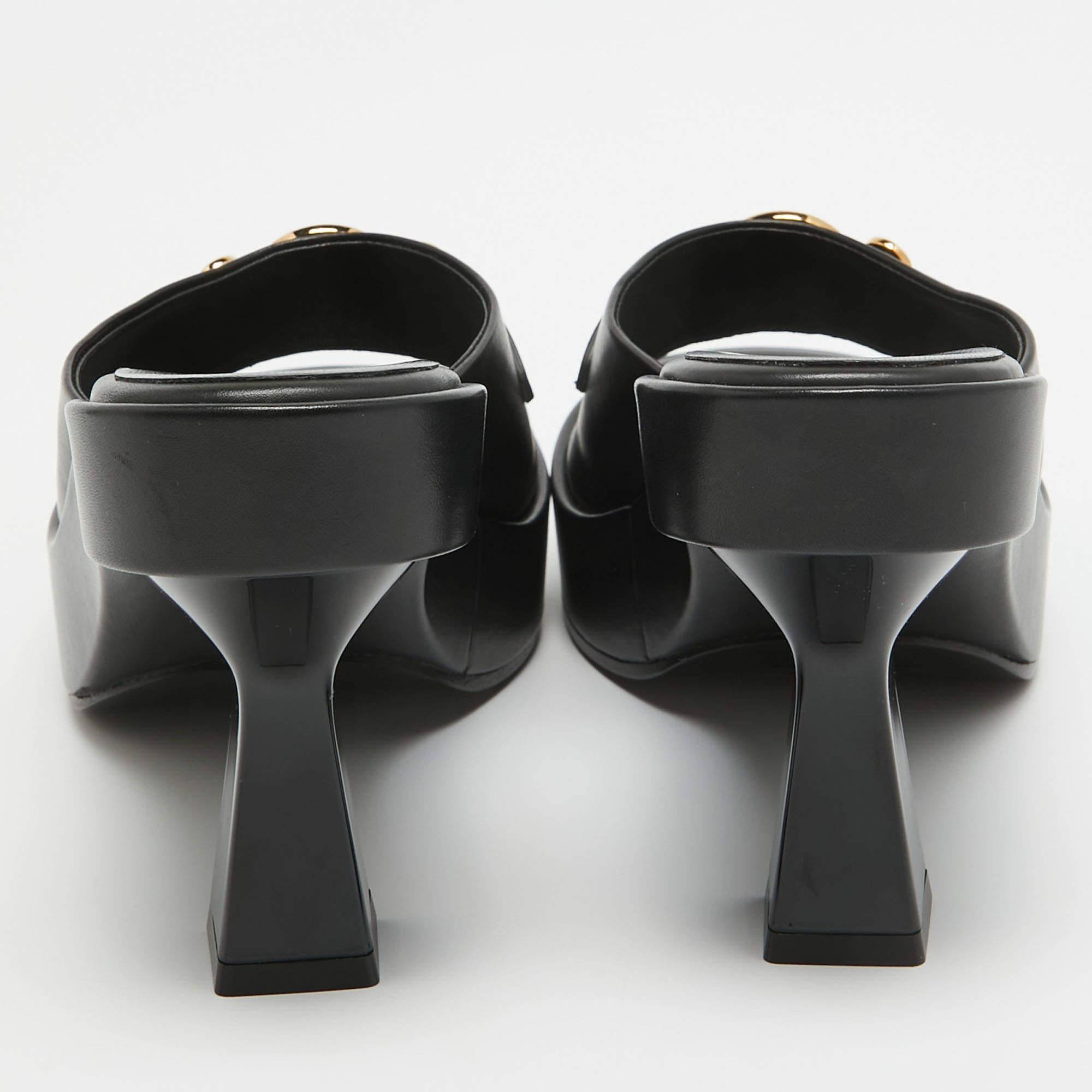 Versace Black Leather Medusa Biggie Platform Slide Sandals Size 39 1
