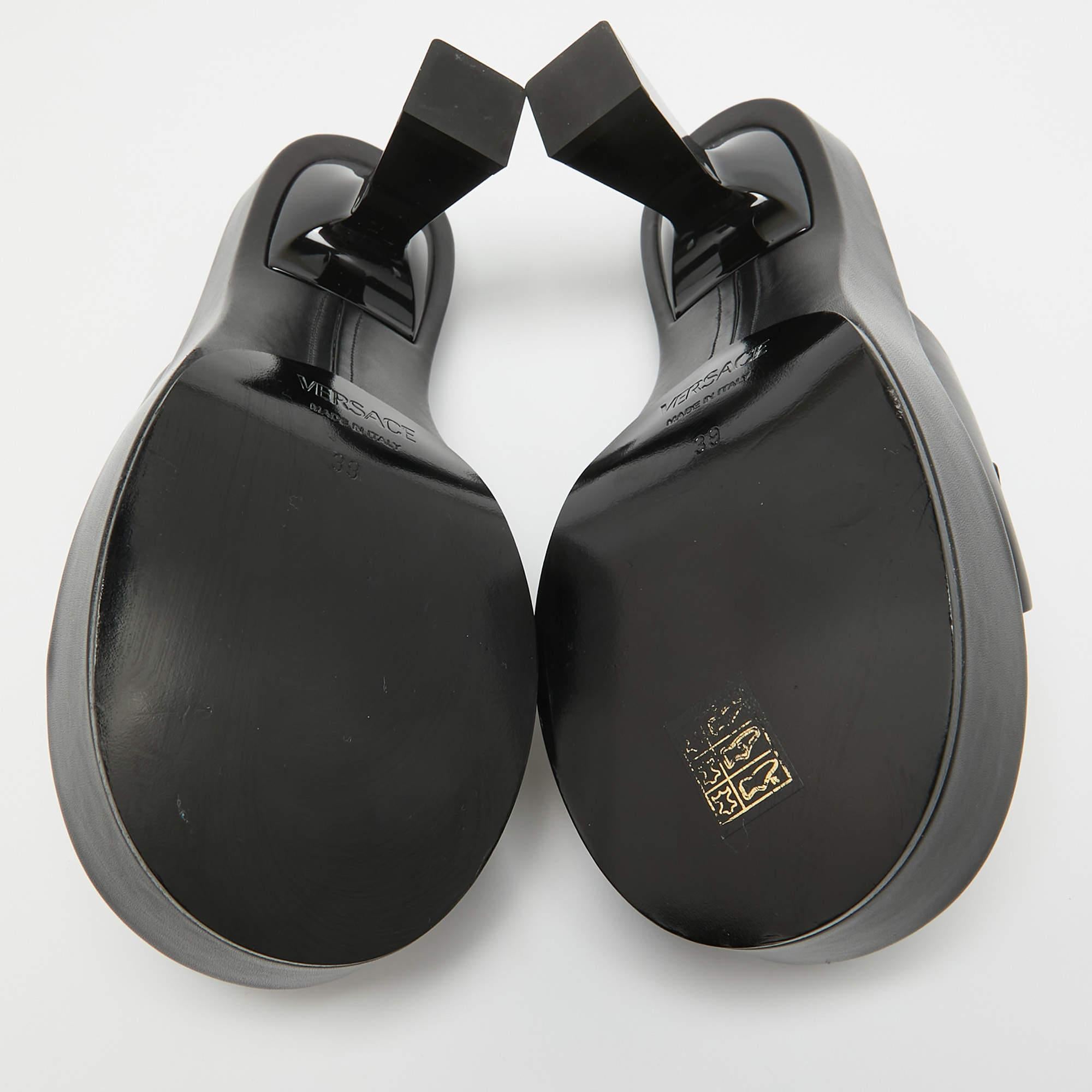 Versace Black Leather Medusa Biggie Platform Slide Sandals Size 39 2