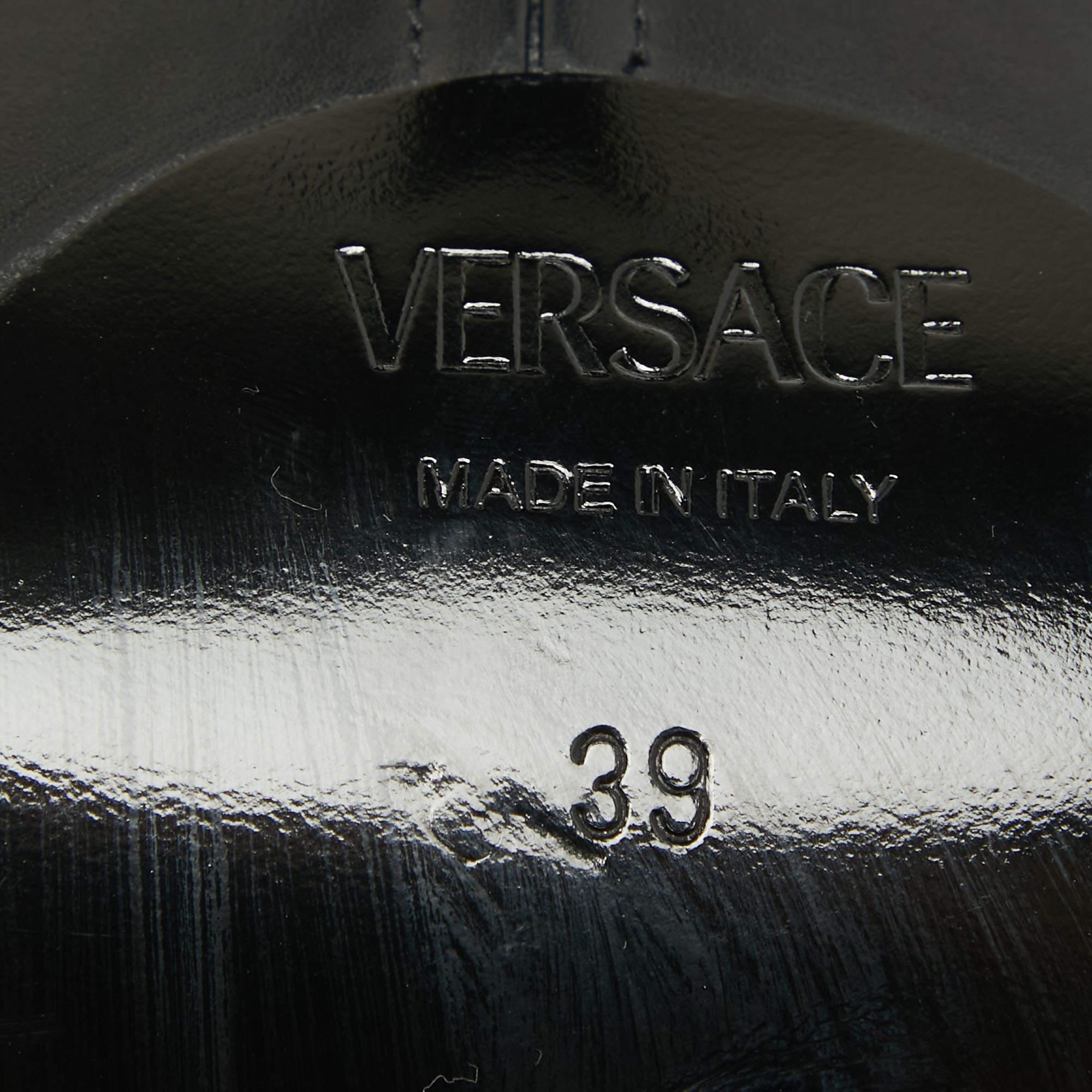 Versace Black Leather Medusa Biggie Platform Slide Sandals Size 39 4