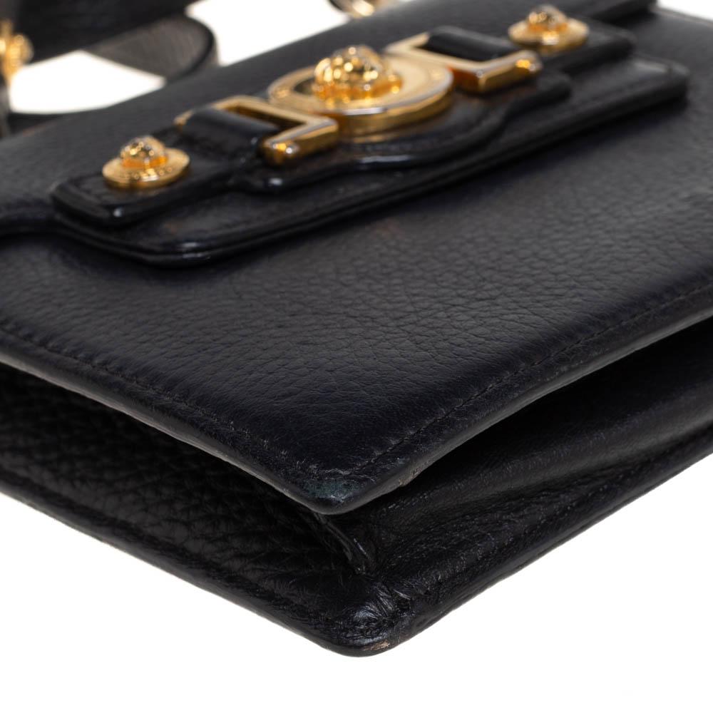 Versace Black Leather Medusa Buckle Flap Crossbody Bag 6