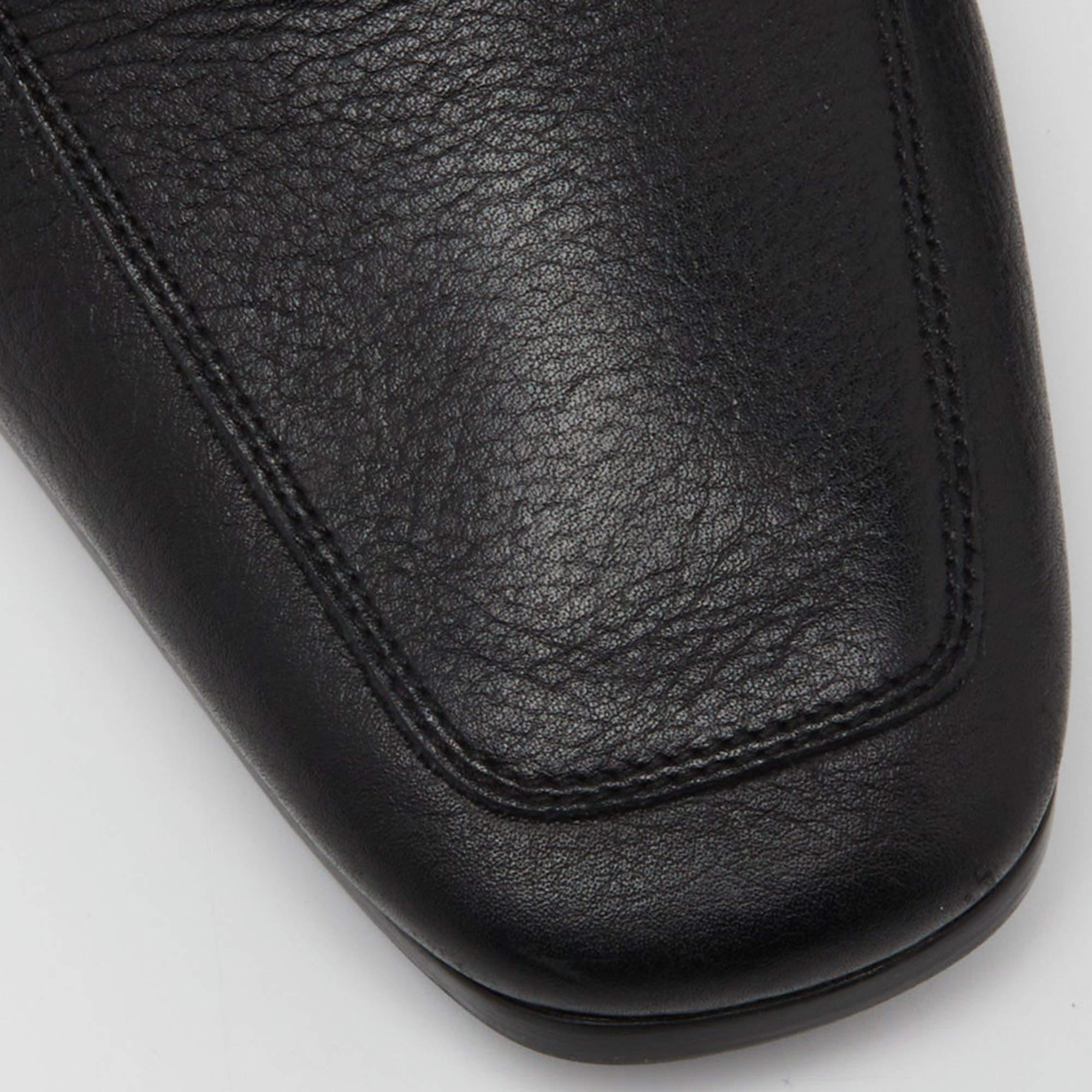 Versace Black Leather Medusa Buckle Slip On Loafers Size 46 For Sale 4