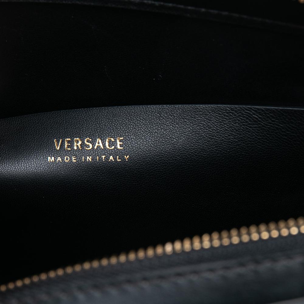 Versace Black Leather Medusa Embellished Tribute Tote 6