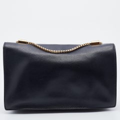 Versace Black Leather Medusa Flap Chain Shoulder Bag