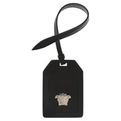Versace Black Leather Medusa Handbag Charm / ID Holder